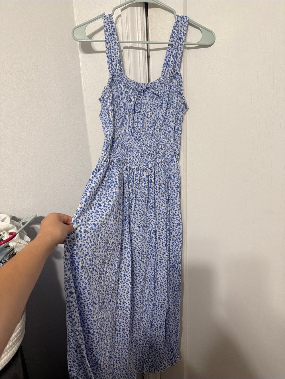 GAP Blue Floral Smocked Maxi Dress